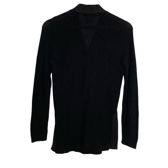 Gretchen Scott Womens XS Black Sweater Cardigan Gold Buttons Side Slits HiLo Hem - Picture 2 of 12